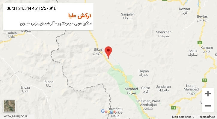 روستای ترکش علیا بر روی نقشه