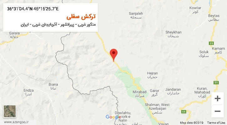روستای ترکش سفلی بر روی نقشه