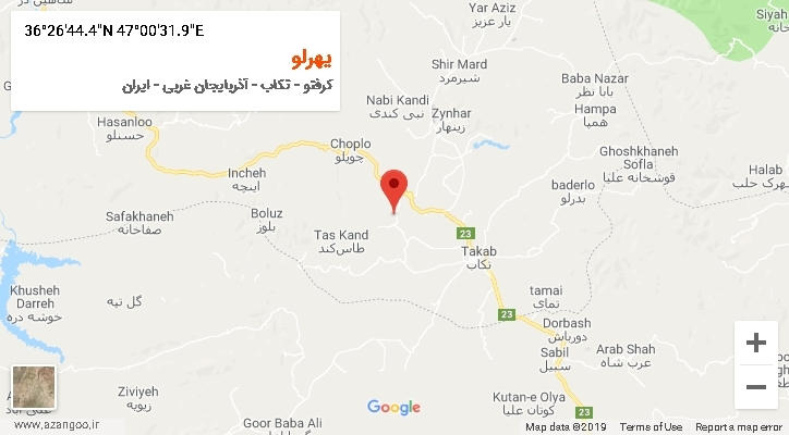 روستای یهرلو بر روی نقشه