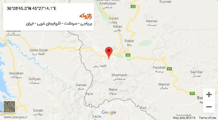 روستای ژاژوکه بر روی نقشه