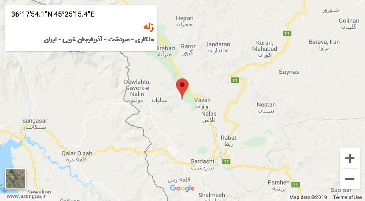 روستای زله بر روی نقشه