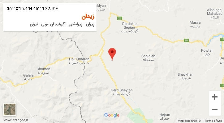 روستای زیدان بر روی نقشه