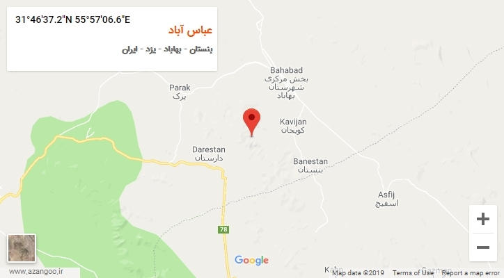 روستای عباس آباد بر روی نقشه