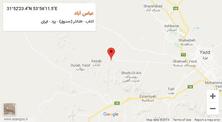 روستای عباس آباد بر روی نقشه