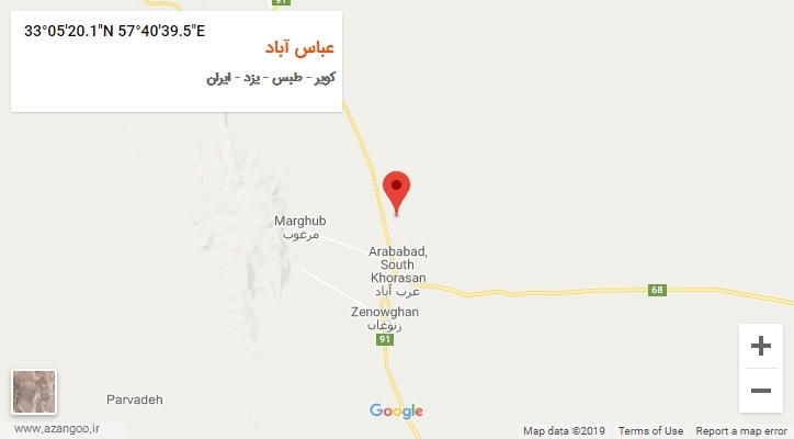 روستای عباس آباد بر روی نقشه