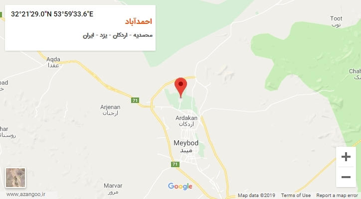 روستای احمدآباد بر روی نقشه
