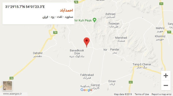 روستای احمدآباد بر روی نقشه