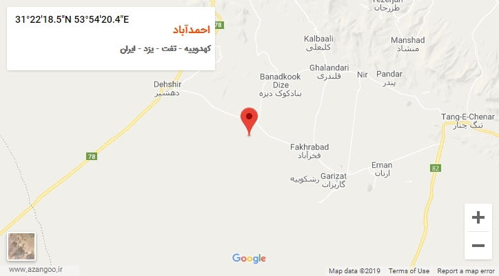 روستای احمدآباد بر روی نقشه