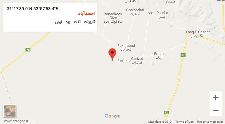 روستای احمدآباد بر روی نقشه