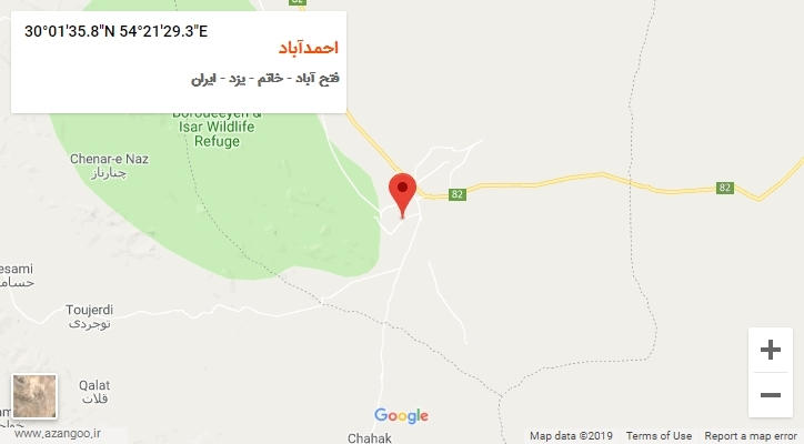 روستای احمدآباد بر روی نقشه