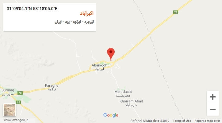 روستای اکبرآباد بر روی نقشه