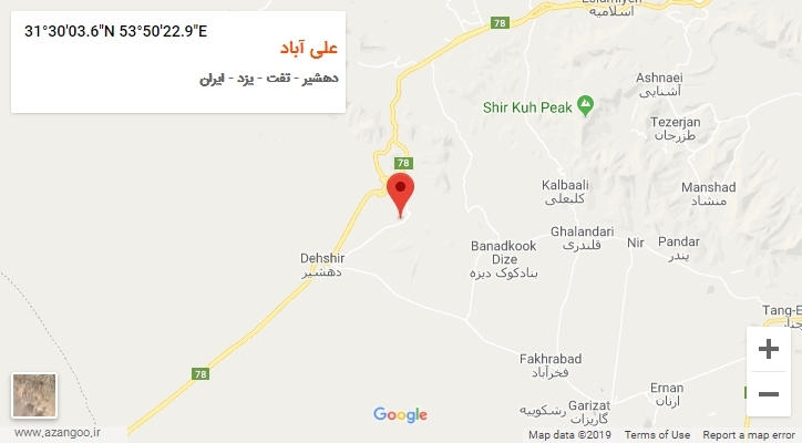 روستای علی آباد بر روی نقشه