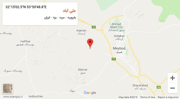 روستای علی آباد بر روی نقشه