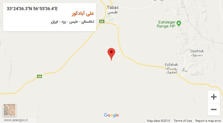 روستای علی آبادکور بر روی نقشه