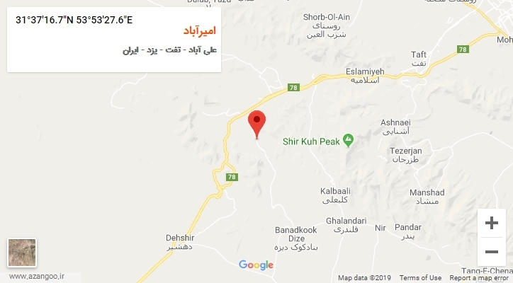 روستای امیرآباد بر روی نقشه