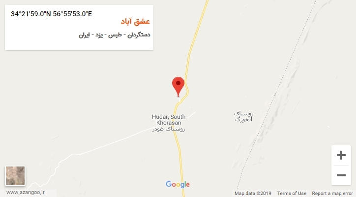 روستای عشق آباد بر روی نقشه