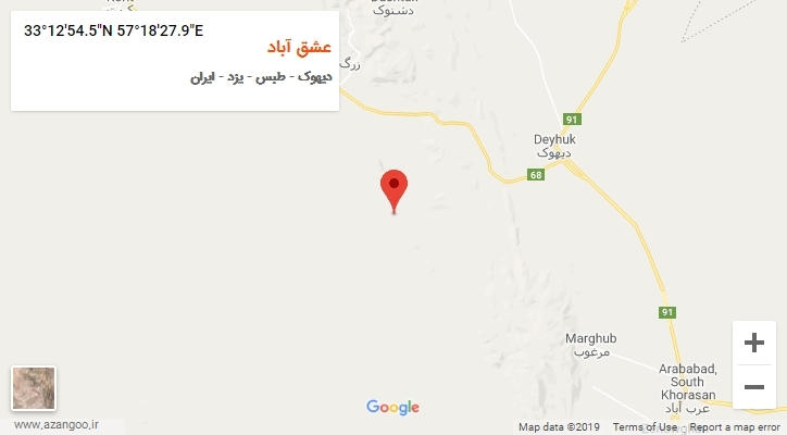 روستای عشق آباد بر روی نقشه