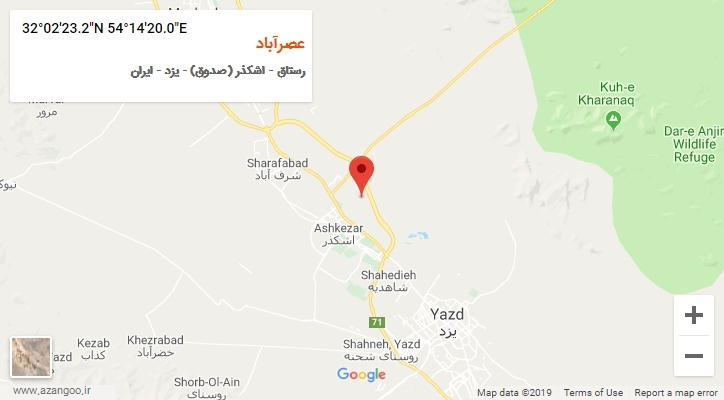 روستای عصرآباد بر روی نقشه