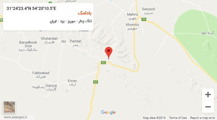 روستای بادامک بر روی نقشه