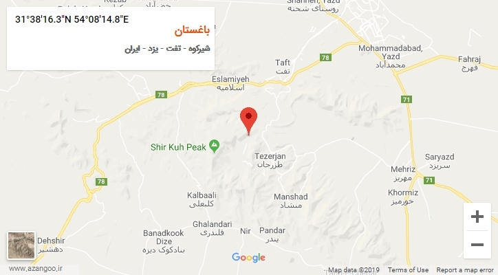 روستای باغستان بر روی نقشه