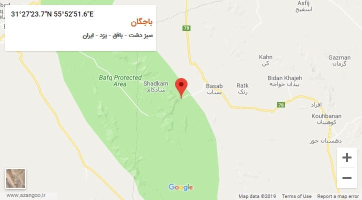 روستای باجگان بر روی نقشه