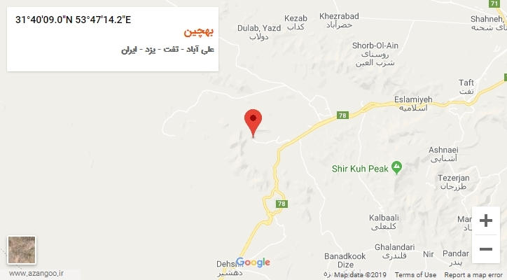 روستای بهچین بر روی نقشه
