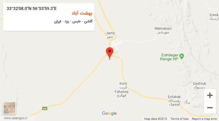 روستای بهشت آباد بر روی نقشه