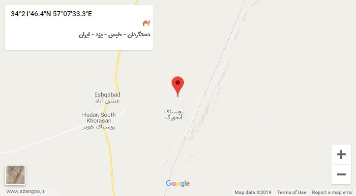 روستای بم بر روی نقشه