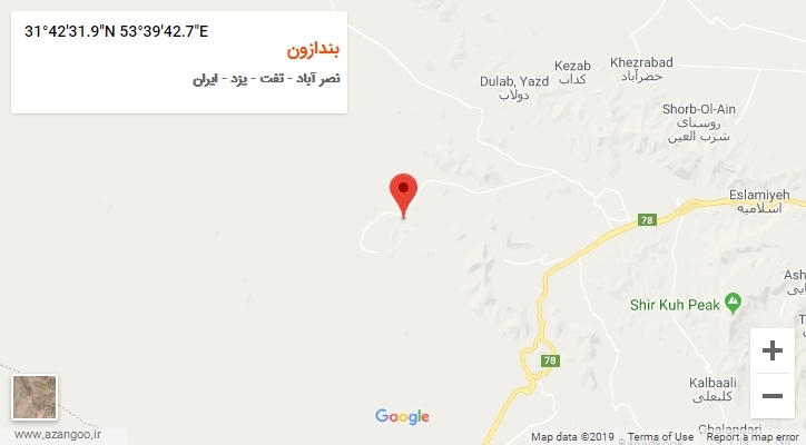روستای بندازون بر روی نقشه
