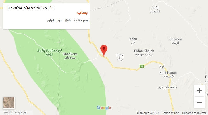 روستای بساب بر روی نقشه