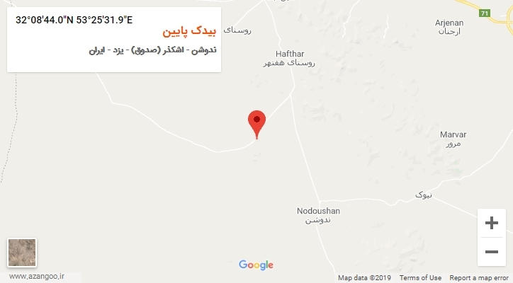 روستای بیدک پایین بر روی نقشه