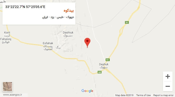 روستای بیدکوه بر روی نقشه