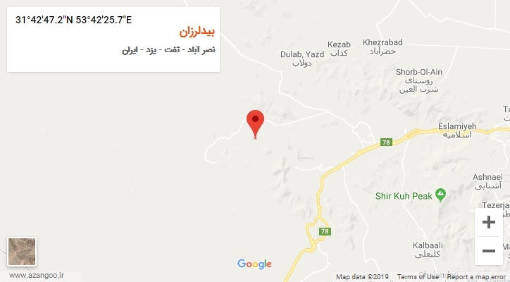 روستای بیدلرزان بر روی نقشه