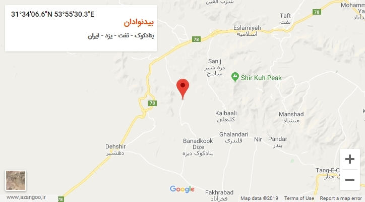 روستای بیدنوادان بر روی نقشه