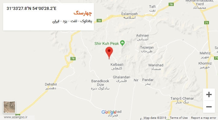 روستای چهارسنگ بر روی نقشه