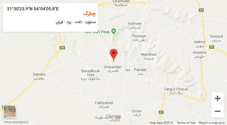 روستای چنارک بر روی نقشه
