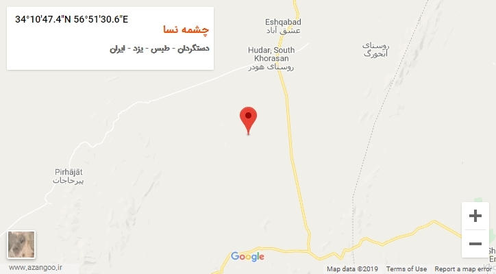 روستای چشمه نسا بر روی نقشه