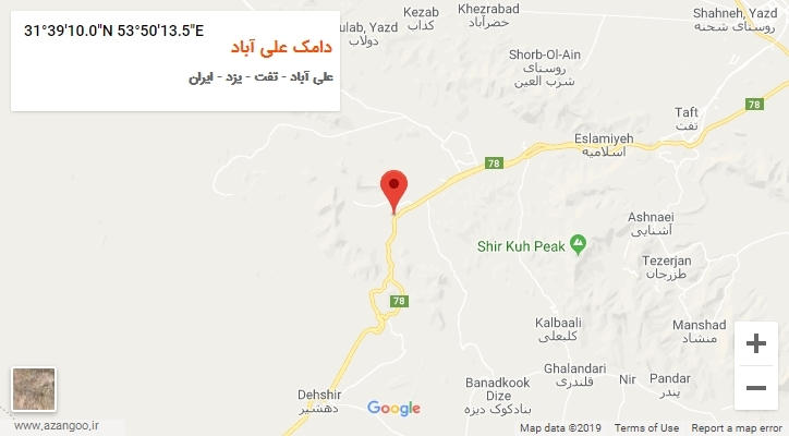روستای دامک علی آباد بر روی نقشه