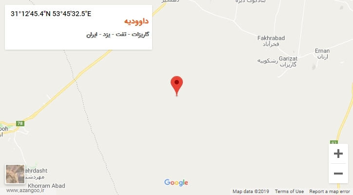 روستای داوودیه بر روی نقشه