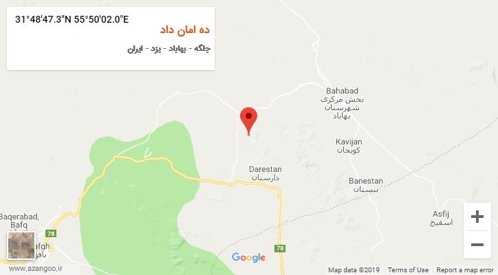 روستای ده امان داد بر روی نقشه