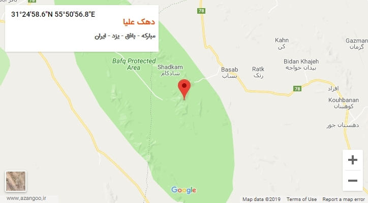 روستای دهک علیا بر روی نقشه