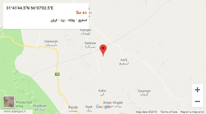 روستای ده ملا بر روی نقشه