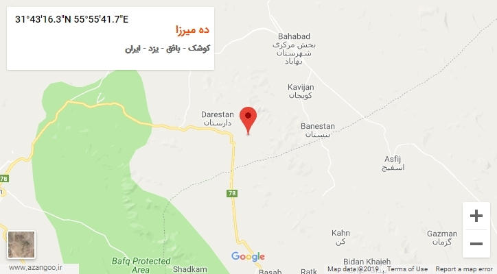 روستای ده میرزا بر روی نقشه