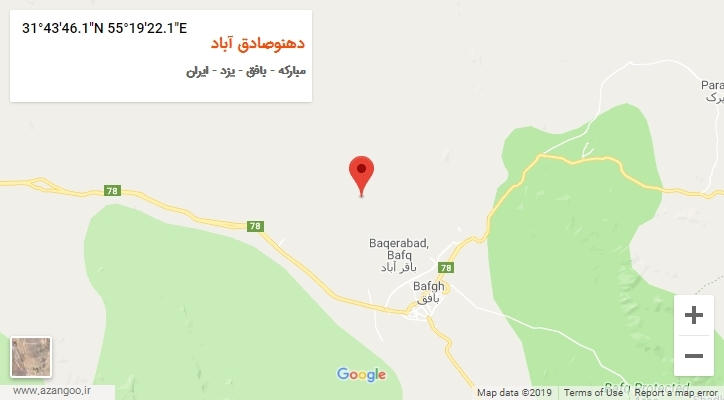 روستای دهنوصادق آباد بر روی نقشه