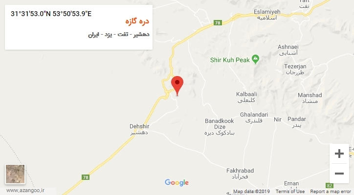 روستای دره گازه بر روی نقشه