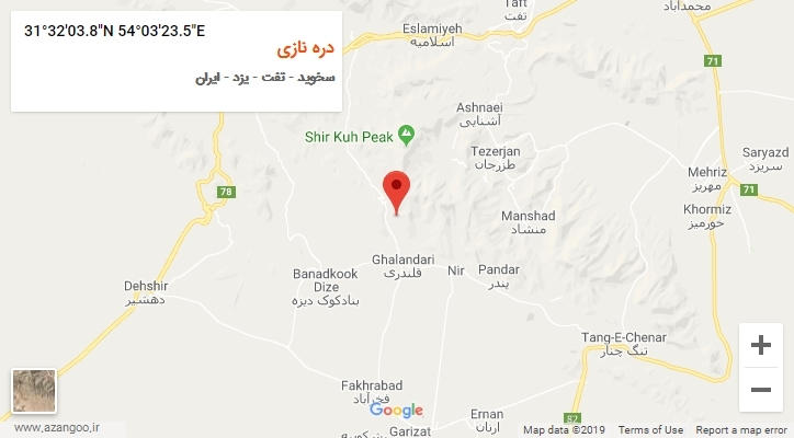 روستای دره نازی بر روی نقشه