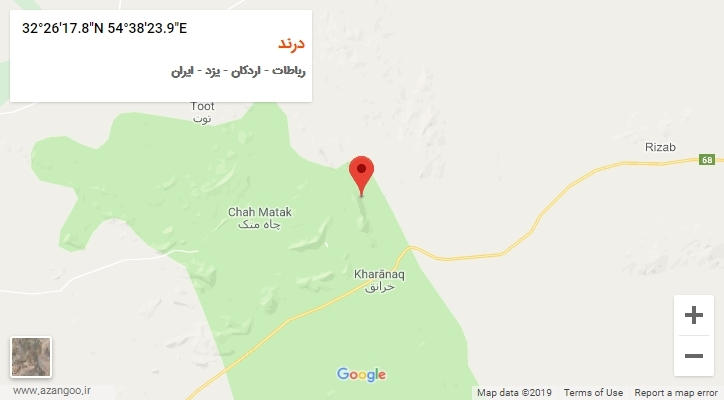 روستای درند بر روی نقشه