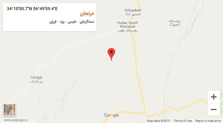 روستای درنجان بر روی نقشه