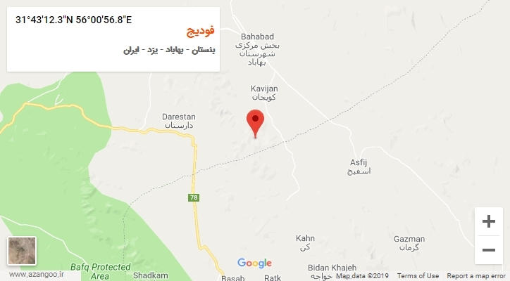 روستای فودیج بر روی نقشه