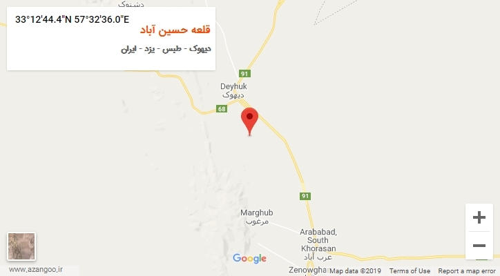 روستای قلعه حسین آباد بر روی نقشه